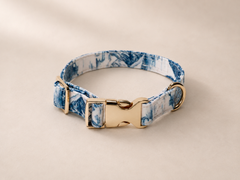 Mia Mor collar and leash flat lay — matching premium set for stylish small dog walks